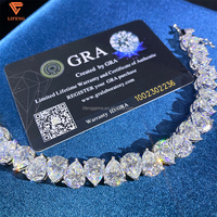 Bijoux Hip Hop Personnalisés Entièrement Sertis de Pierres, Bracelet Tennis en Argent Sterling 925 Plaqué Or avec Coupe Poire, Chaîne Tennis en Moissanite VVS, Vente en Gros