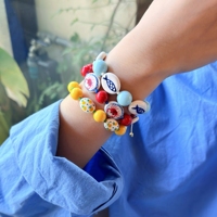 Bracelet perlé fantaisie en acrylique et céramique, motifs de dessins animés colorés, avec perles de rocaille, ensembles de bijoux pour femmes