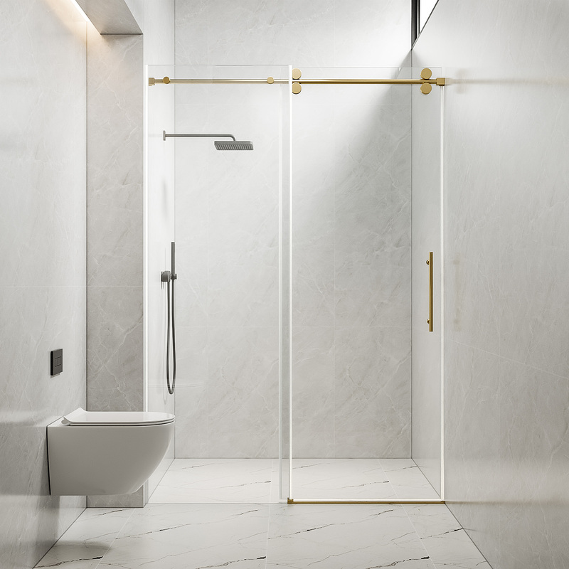 Tempered Glass Shower Door With Gloden