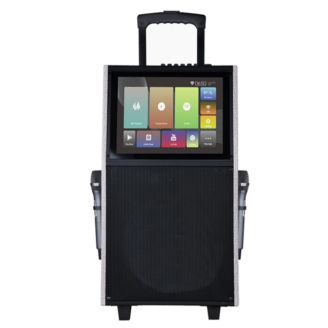 2023 Professional Karaoke Machine with Lyrics Display Screen Portable PA Speaker System with Built-in 15" Tablet & WiFi