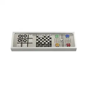 Wholesale aluminum/magnetic 3 in 1 Tic tac toe checker and chess game