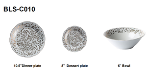 Magnifique service de vaisselle en grès fin Assiette à bord à vague irrégulière en porcelaine blanche et feuille d'or avec bol en céramique - Product Image 5