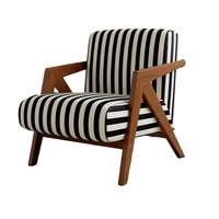 Fauteuil Richard Rétro Européen Designer Chaise Individuelle en Bois Massif pour Chambre, Balcon, Appartement, Hôtel, Style Détente Prêt à Expédier