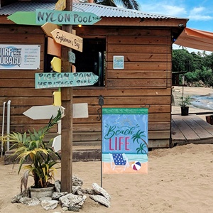 TD personalizzabile 13x18 bandiera di palma da spiaggia bandiera di seta in poliestere per assicurazione automobilistica agenzia di viaggi 3 x5ft - Product Image 2