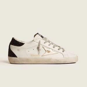 Baskets à lacets vintage d'inspiration créateur, style usé confortable, en cuir véritable, pour le jogging décontracté, avec talon scintillant en caoutchouc - Product Image 6