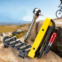 Kit d'outils multifonction en acier allié, clé à cliquet portable, leviers de pneus, outil de réparation de vélo pour accessoires de VTT et de cyclisme sur route