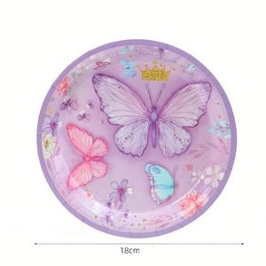 Juego de Vajilla de Mariposas para Fiesta de Cumpleaños al por Mayor, Kit de Artículos para Fiesta de Mariposas que Incluye Platos, Servilletas y Vasos - Product Image 3