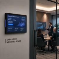Potenciador de Eficiencia para Reuniones, Pantalla de 15.6 Pulgadas para Programación de Salas, Letrero Digital para Puerta con POE para Oficinas Corporativas de Alta Tecnología