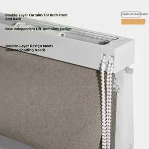 Persiana Romana Motorizada de Doble Capa Extra Ancha <span class=keywords><strong>y</strong></span> Transparente; Cortina Plegable de Lino; Persiana Enrollable Inteligente con Sistema de Subida <span class=keywords><strong>y</strong></span> Bajada, Resistente al Viento - Product Image 5