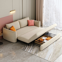 Sofá Cama de 3 Plazas con Estructura Metálica Plegable, Tapizado en Tela, Moderno y de Lujo para Sala de Estar