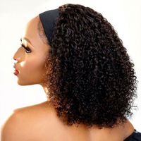 Perruque bandeau en cheveux humains bouclés crépus pour femmes noires, densité 250%, sans colle, cheveux brésiliens Remy Jerry Curl, entièrement fabriquée à la machine, courte longueur