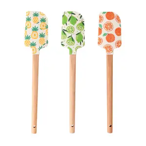 Fast Delivery Stocked Baking Pastry Big Fruit Printed Silicone Spatula