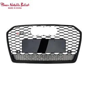 Front Bumper Grill Front Intake Hex Mesh Grille Hood Grill Full Black Refit For RS6 Style For A6/S6 C7.5 2016 20172018