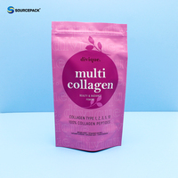 Sachet Doypack Personnalisé Imprimé pour Poudre de Collagène, Emballage Alimentaire en Plastique de Qualité Alimentaire avec Fermeture Éclair et Encoche de Déchirement