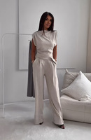 Derniers ensembles de mode printemps-été pour femmes, confortables, décontractés, 2 pièces, longs, à motifs unis, respirants