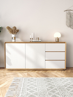 Meuble de rangement multifonctionnel en bois laqué brillant, style moderne minimaliste et luxueux, pour salle à manger, salon, cuisine et chambre.