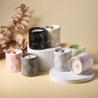 FENN Vente en gros de récipients à bougies en porcelaine irrégulière faits à la main, personnalisés, vides, verts, émaillés noirs, pour la décoration de la maison