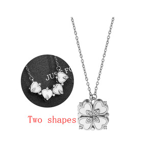 <span class=keywords><strong>Collana</strong></span> da Donna 2025 con <span class=keywords><strong>Quadrifoglio</strong></span> e Ciondolo a Cuore Magnetico, Catena in Acciaio Inossidabile, Charm a Cuore per Matrimoni, Regalo Portafortuna - Product Image 3
