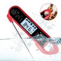 Termometer makanan memasak BBQ, pengukur suhu daging Digital permen coklat dapur Alarm dengan bukaan botol