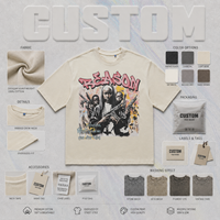 Camiseta personalizada de manga corta con estampado directo, estilo americano, 315g, 100% algodón, corte holgado para hombre.