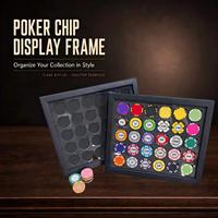 Cadre de présentation pour jetons de poker, capacité 30 jetons, boîtier en bois noir 33x28cm, trous de 4cm, compatible avec les jetons et pièces de 40mm, fournisseur en gros pour casino