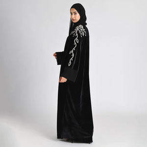 Custom Premium Grade <strong>Long</strong> Sleeve <strong>Velvet</strong> Hijab Abaya Set Wholesale Winter <strong>Velvet</strong> Open Abaya Muslim <strong>Dress</strong> With Hijab - Product Image 1