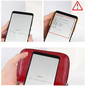 กระเป๋าใส่บัตรหนังแท้ Andong ป้องกัน RFID สำหรับผู้ชายและผู้หญิง แฟชั่นกระเป๋าสตางค์หนังวัวแท้ลายลิ้นจี่ พร้อมช่องใส่เหรียญ - Product Image 6