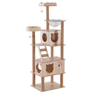 Grand arbre à chat mignon de luxe <span class=keywords><strong>pas</strong></span> <span class=keywords><strong>cher</strong></span> tour de chat <span class=keywords><strong>avec</strong></span> <span class=keywords><strong>hamac</strong></span> en <span class=keywords><strong>bois</strong></span> de haute qualité autoportant OEM pour chats - Product Image 6