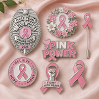 Épingles personnalisées en métal avec logo, ruban rose, pour la lutte contre le cancer du sein, pour les survivants, épingles de revers pour la sensibilisation au cancer du sein