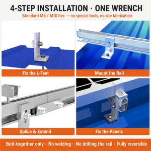 <span class=keywords><strong>Kit</strong></span> de Soportes <span class=keywords><strong>Solares</strong></span> Ajustables de Aluminio SOEASY AL6005 T5 para Techos Metálicos, Sistema de Montaje para Paneles <span class=keywords><strong>Solares</strong></span> con Almohadilla Impermeable de EPDM - Product Image 3