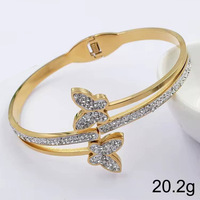 SZ047 gelang kupu-kupu baja tahan karat minimalis berlapis emas 18K gelang modis hipoalergenik hadiah untuk wanita
