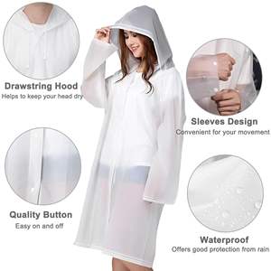 Ponchos de <span class=keywords><strong>pluie</strong></span> d'urgence portables et réutilisables en EVA de haute qualité, imperméables et coupe-vent, pour femmes et hommes, avec capuche et cordon de serrage - Product Image 3