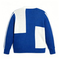 Ensemble tricoté deux pièces style universitaire pour femme grande taille, collection automne-hiver, avec cardigan à col en V boutonné et pull brodé à empiècements de couleur