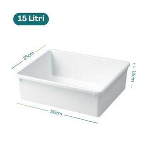 ถาดพลาสติกสีขาวสำหรับตู้เย็น ขนาด 50x35x12 ซม. แบบซ้อนได้ รูปทรงสี่เหลี่ยมผืนผ้า พร้อมขอบ สำหรับจัดระเบียบตู้เย็น - Product Image 2