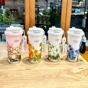 BORGE 530ml motif Floral personnalisé Portable Double paroi voyage en acier inoxydable <span class=keywords><strong>Thermos</strong></span> café voiture <span class=keywords><strong>tasse</strong></span> avec couvercle - Product Image 3