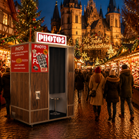 Machine de photomaton commerciale en acier inoxydable avec écran tactile, Wi-Fi et impression instantanée pour smartphones et appareils photo reflex
