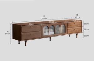 ตู้วางทีวีห้องนั่งเล่นไม้วอลนัทสีดำ ปรับขนาดได้ ไม้แท้ ดีไซน์มินิมอล ประหยัดพื้นที่ ผลิตด้วยมือ พร้อมลิ้นชักและตู้เก็บของอเนกประสงค์ - Product Image 6