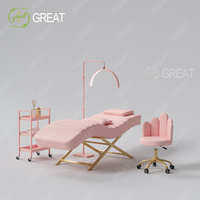 Mobilier d'Équipement de Salon de Luxe Rose Or Table de Massage Moderne Lit Facial Cils Allongé à Vendre