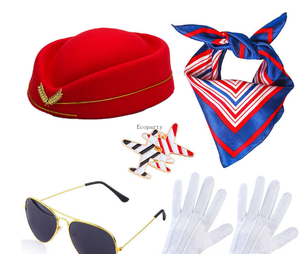 航空公司飞行员机长服装套装飞行员太阳镜Larp黑帮中世纪配件套装飞行员装扮配件 - Product Image 3