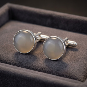 Boutons de manchette pour homme Art Palace en argent 925 avec onyx gris serti clos, style mariage de luxe, usage quotidien AGCF-20009 - Product Image 3