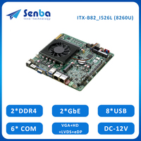 Carte mère industrielle embarquée X86 fine 17x17 cm 12V avec 2 ports LAN, processeur I5-8260U, DDR4 jusqu'à 64 Go, 6 ports COM, 8 ports USB, SIM, PS2