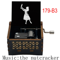 Vente en gros de la boîte à musique miniature en bois Casse-Noisette, mouvement à manivelle, célèbre ballet BGM, cadeau de Noël, cadeau d'anniversaire