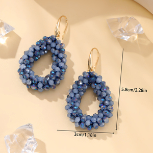 Wholesale Trendy Women's <strong>Dangle</strong> <strong>Earrings</strong> Handmade Crystal Beads Jewelry Threading Style <strong>Small</strong> Size Multi-Colors Water Drop - Product Image 2