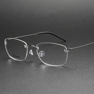 无框老花镜双焦点远近抗蓝色钛无框眼镜女性眼镜或光学框架女性
