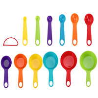 Ensemble de 12 tasses et cuillères à mesurer en plastique colorées avec outils de mesure de cuisson de cuisine