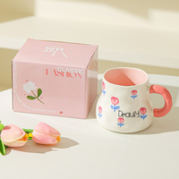 Tasse en porcelaine blanche résistante aux hautes températures avec anse, design moderne et simple, motif animalier peint à la main sous glaçure