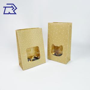 Sacs en papier kraft brun personnalisables, résistants à la graisse, avec fenêtre transparente, pour l'emballage alimentaire (pizza, lait, sushi) - Product Image 3