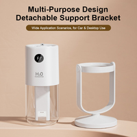 Humidificateur portable à double buse de 320 ml, brume fraîche, affichage LED, 2 modes de brume, humidificateur ultrasonique pour voiture alimenté par USB avec lumière