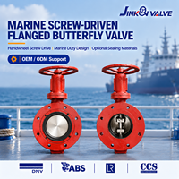 Vanne papillon marine à bride, à double excentrique, à commande manuelle par vis, pour conduites d'eau de mer et de carburant de navires DN80-DN1200
