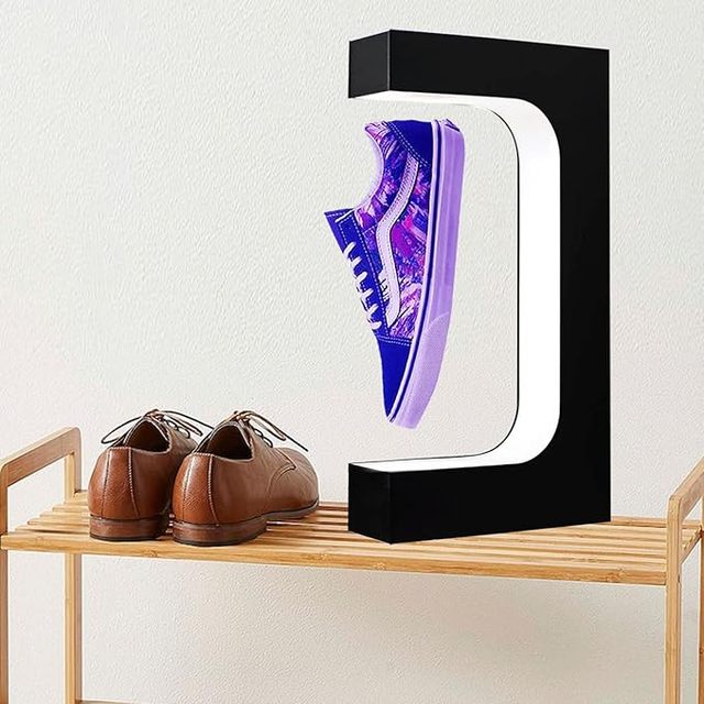 Magnetic Levitating LED Light Display Rack Shoes Rotating Acrylic Sneaker Shelf Floating Riser Spinning Holder Yeezys Jordans